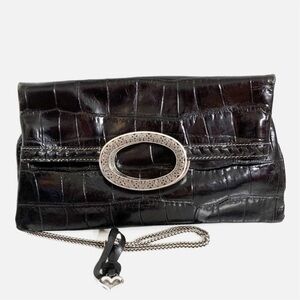 Brighton Black Croc-Embossed Clutch